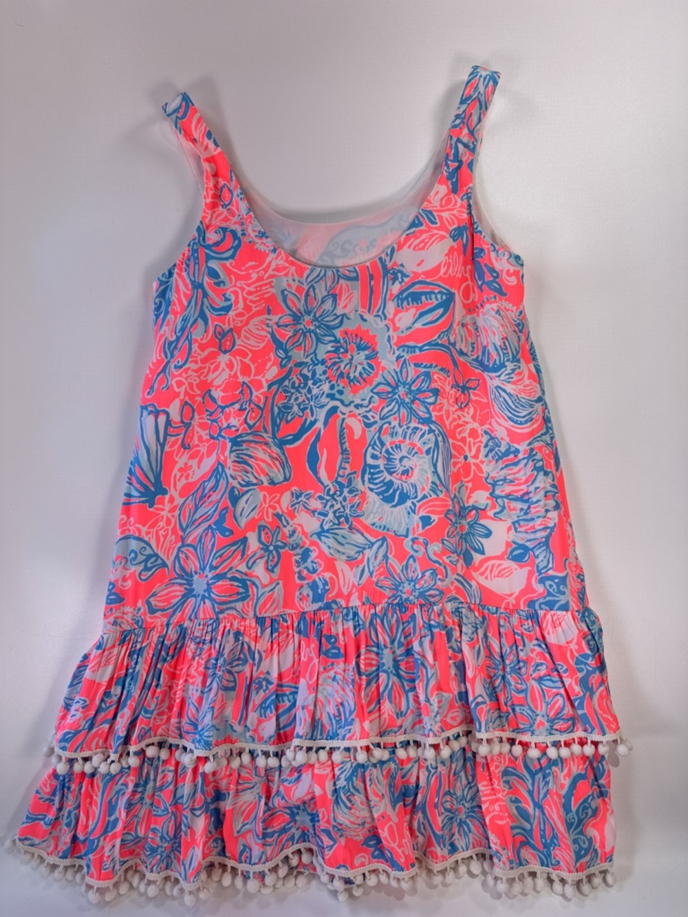 Lilly Pulitzer Women’s Nastashia Dress Coral Blue Ruffle Hem XS - Picture 8 of 14